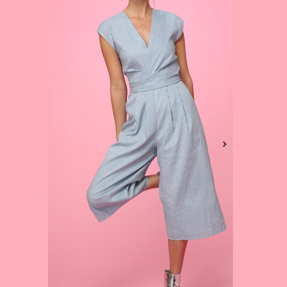 Line and Dot- Striped Cotton Jumpsuit